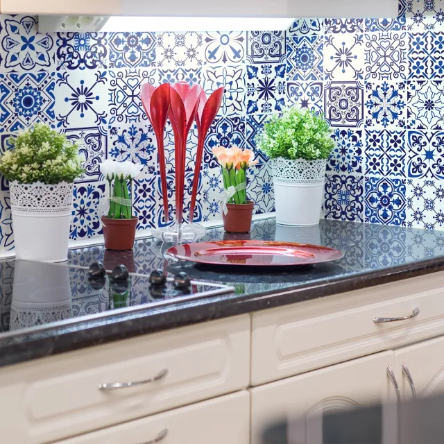 Ambiance Sticker Zelfklevende tegelmuurstickers voor keuken en badkamer - 24 GONDOFO cementtegelstickers - 24 stickers 10x10cm Multi color
