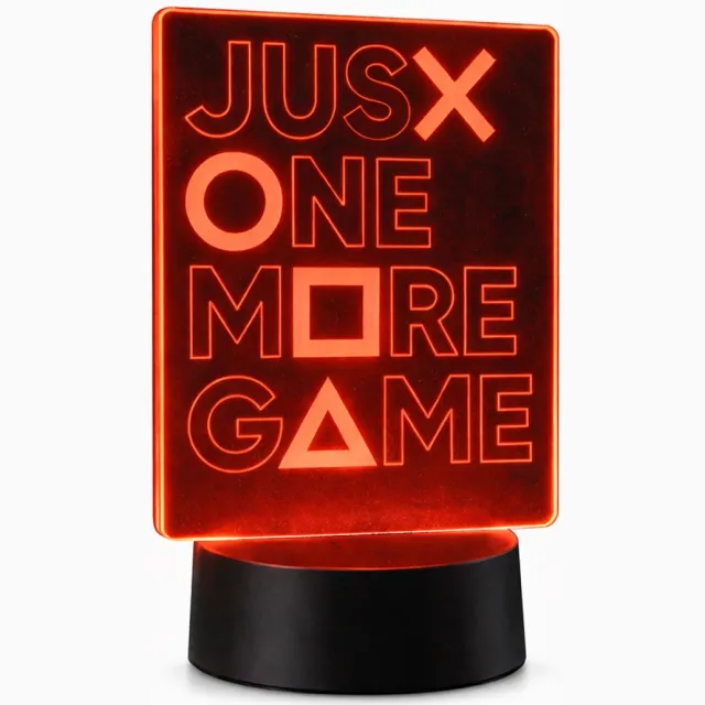 Qware 3D LED Lamp - Just One More Game - 16 kleuren & effecten - Acryl lamp - Touch control - Afstandsbediening Multicolor, Aqua