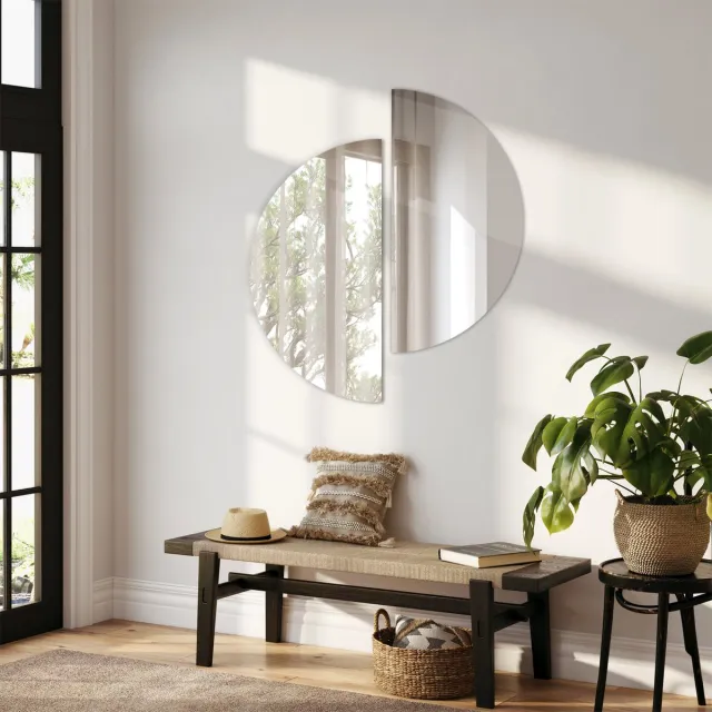 Coloray Halfronde Spiegel – Moderne Wandspiegel met Elegant Design, Hoogwaardig Glas en Zachte Organische Vorm – Perfect voor Woonkamer, Hal of Slaapkamer - 25 cm x 50 cm Zwart