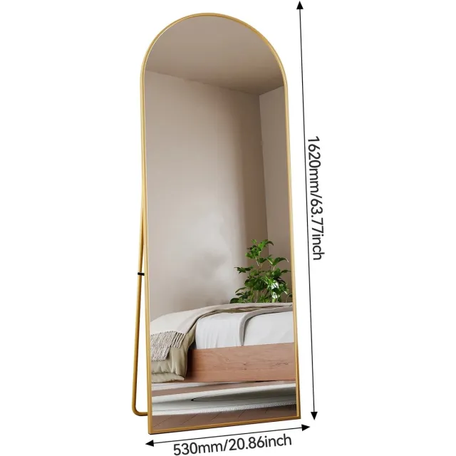 NordHaus Passpiegel - Staande Spiegel - Boogspiegel - Gehard Glas met Verstelbare Standaard - Goud 162 x 53 cm