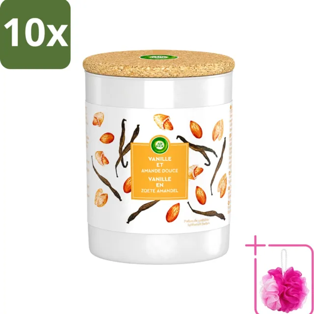 Air Wick 10 x Air Wick - Geurkaars - Vanille & Zoete Amandel - 35 Uur Brandduur - Bulkverpakking - Geurkaars - Douchemop - Vanille Oranje