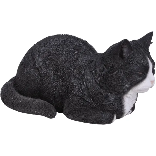 HotAnt Dromende kat 17x19x34cm - Tuinbeeld - Dierenbeeld Zwart