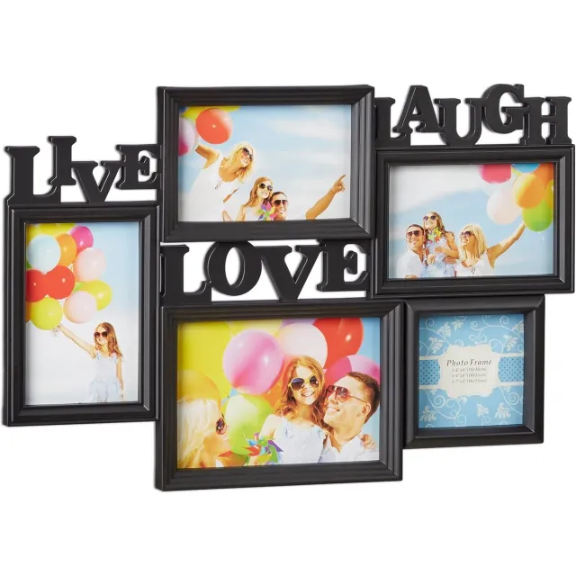 Famanu Decoratieve fotolijst voor 3 foto's 15x10cm wit/zwart