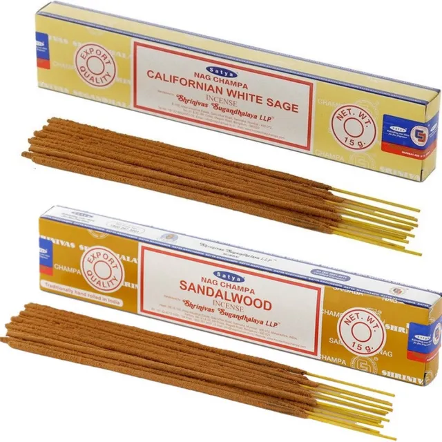 Satya Wierook cadeaus set - 2x geurstokjes - Sandelhout en Witte Salie geur - Meditatie Oranje