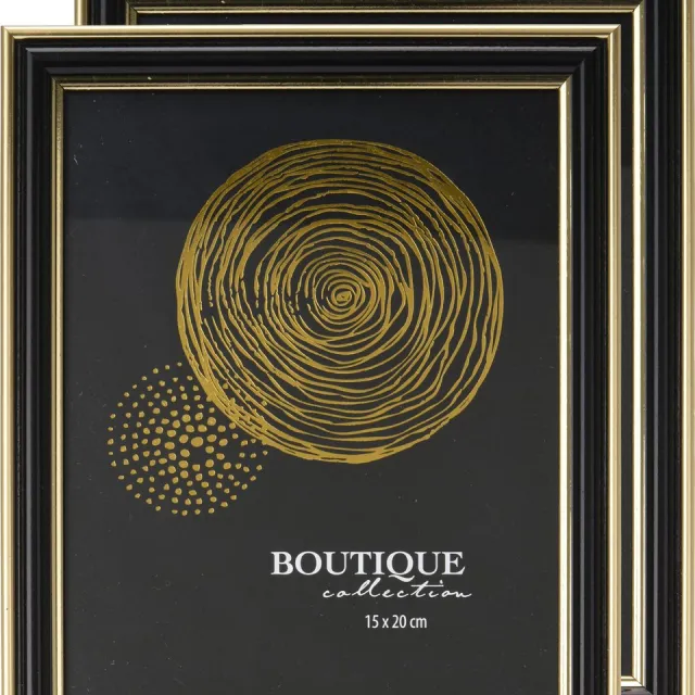 H&S Collection Fotolijstje voor een foto van 15 x 20 cm - 2x - zwart/goud - luxe uitstraling Goudkleurig