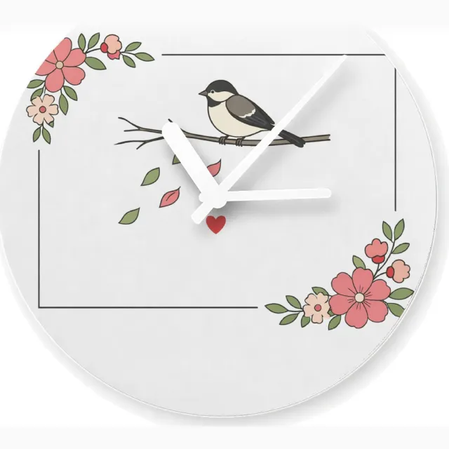 Mr Cadeautjes Glazen klok Ø 20 - design Een minimalistisch herinneringsontwerp met een stil natuurta | cadeau Wit