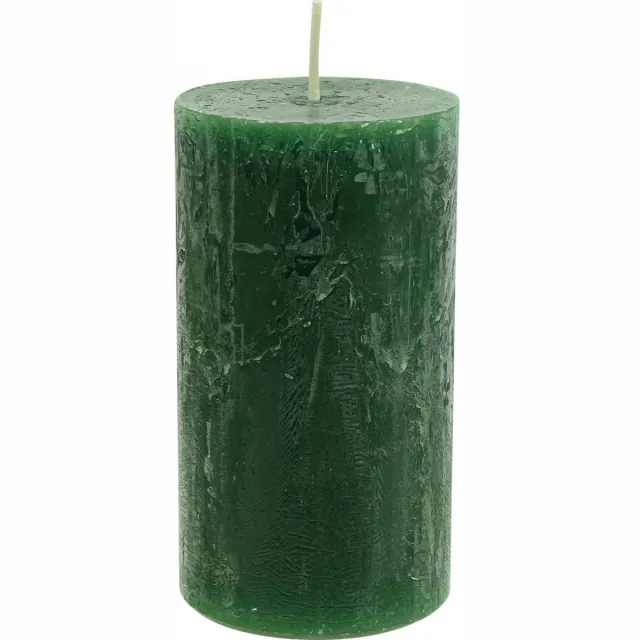 Wenzel Kerzen Effen pilaarkaarsen, donkergroen, 60×110 mm, set van 4, rustieke decor Groente