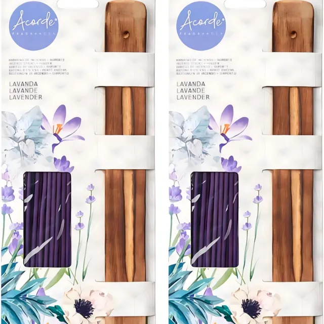 Acorde Wierook sticks met plankje van bamboe - in huisgeur Lavendel - 100x sticks - Ontspannend Paars