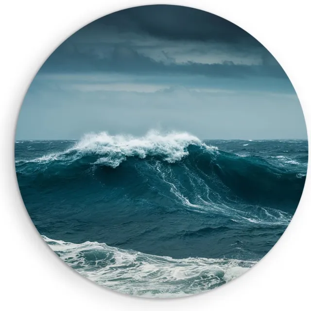 Saammp Forex Muurcirkel - Ruige Zee - Landschap - Natuur - Ø 30 - Wandcirkel - Wanddecoratie Cirkel - Muurdecoratie Woonkamer - Slaapkamer decoratie - Rond Schilderij