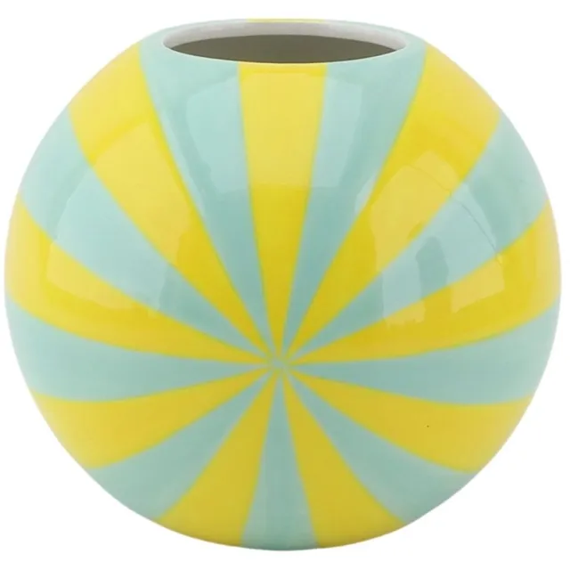 Housevitamin Vaas -Bloemenvaas Swirl - Dolomiet - Geel/Mintgroen - 15x15x15cm