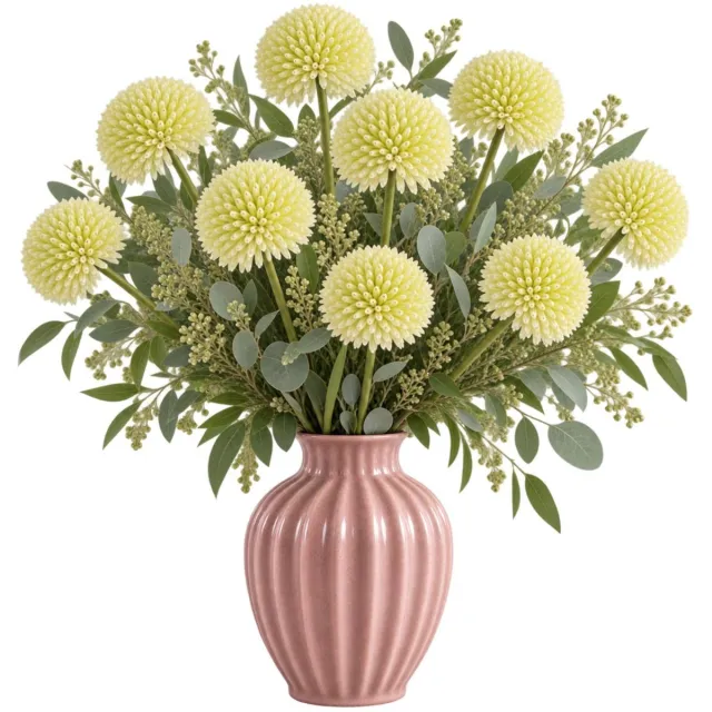 Bellatio Design Sierui Globemaster kunstbloem - 10x - losse steel - creme wit - 44 cm - Natuurlijke uitstraling