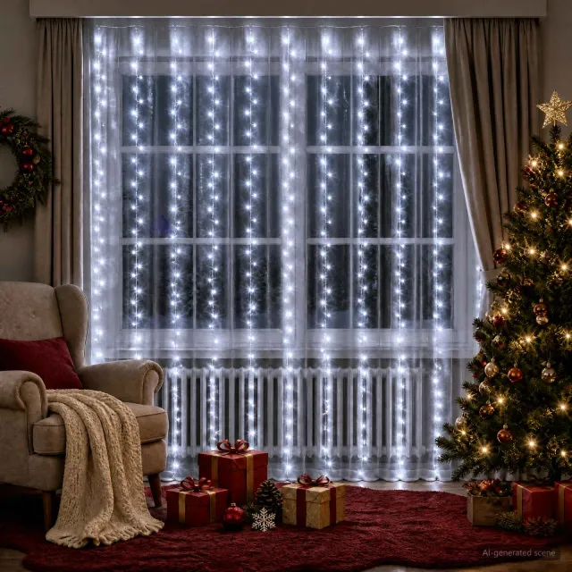 vidaXL Lichtgordijn 300 LED's Koel wit 300 x 300 cm Koudwit