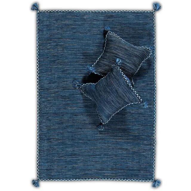 OSTA Medina – Vloerkleed – Tapijt – geweven – wol – eco – duurzaam - modern - boho - Blauw - 135x200