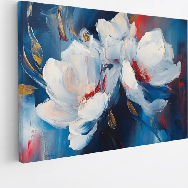 Saammp Canvas Schilderij - Abstracte Magnoliabloemen - Natuur - Modern - 40x30 - Foto op canvas - Wanddecoratie - Muurdecoratie Woonkamer - Kantoor Decoratie Multicolor