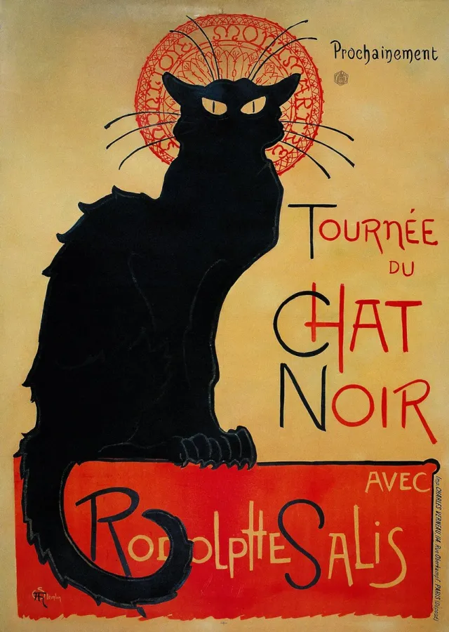 Pura Retail Vintage Poster Le Chat Noir - Affiche van Théophile - Alexandre Steinlen - A3 - 42x30 cm Multicolor
