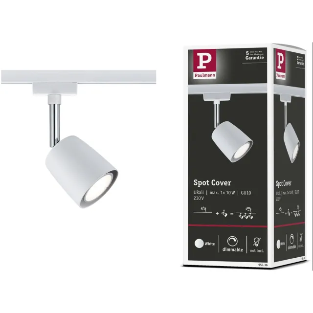 Paulmann URail Railspot Cover Losse spot GU10 max. 10W dimbaar 230V Wit, Chroom