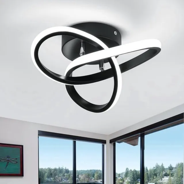 Mrilary Moderne LED Plafondlamp - 22W 2500LM 6000K Diameter 25 Cm Gebogen Design - Half Inbouw Plafondverlichting voor Slaapkamer & Badkamer - Energiezuinige Keukenlamp Zwart wit licht