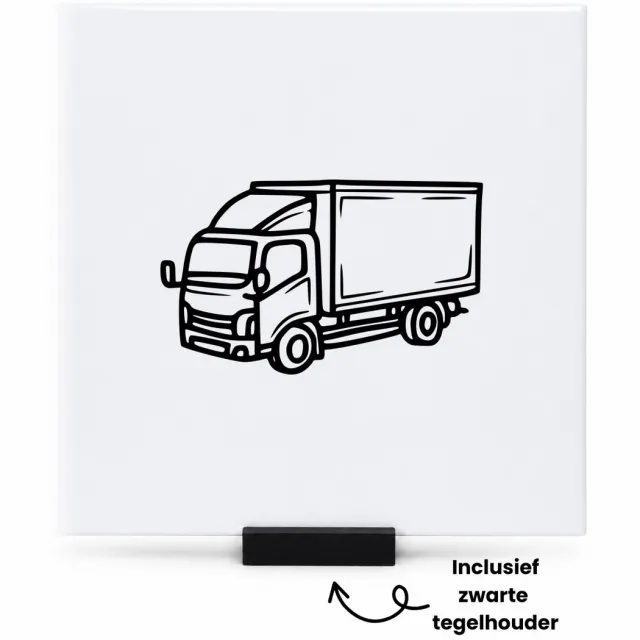 Hacebo vrachtwagen tegeltje met tegelhouder - Vrachtwagen chauffeur - de echte vrachtwagenchauffeur - tegeltjes met tekst - chauffeur - vrachtwagenchauffeur - spreuktegels - 15x15 CM Wit