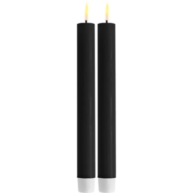 Deluxe Homeart Led Kaars - Dinerkaars - Zwart - 2 stuks - 2,2 x 24 cm