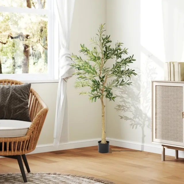 FloraGrace Kunstolijfboom – 150 Cm – 720 Bladeren – Kunststof – Groen – Voor Binnen – Met Stabiele Pot Green