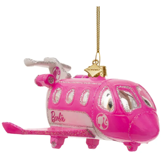 Vondels kerstornament Barbie jet vliegtuig roze