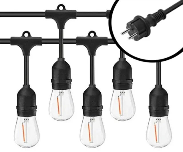 Fonkel 100m Arena Eco Prikkabel – Hangende lampen – Extra Warm Wit 1800K Lampjesslinger - Lichtsnoer - Sfeerverlichting Buiten en Binnen - Feestverlichting