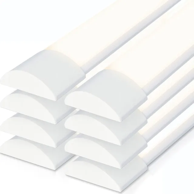 HOFTRONIC Set van 8 LED Batten rechthoek 120cm – 40 Watt 5600 lumen – Neutraal wit 4000K – Flikkervrij – Polycarbonaat – IP20 – Onderbouwverlichting – Niet dimbaar