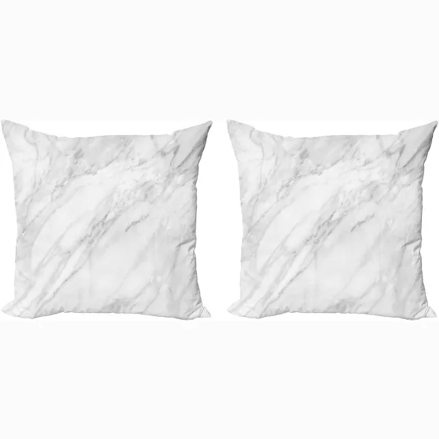 ABAKUHAUS Marmeren Decoratieve Kussenhoes, Set van 2, Gebeitste Monochroom Basis, 60x60 cm, Wit Lichtgrijs