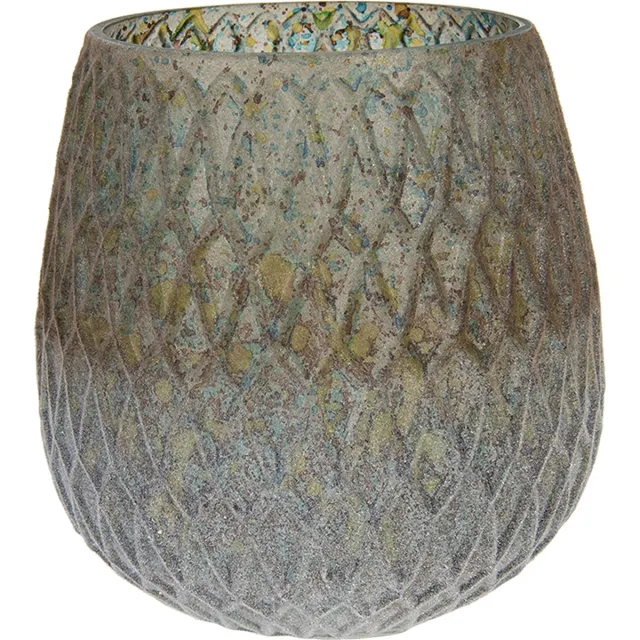 Clayre & Eef Vaas Ø 14x15 cm Groen Glas