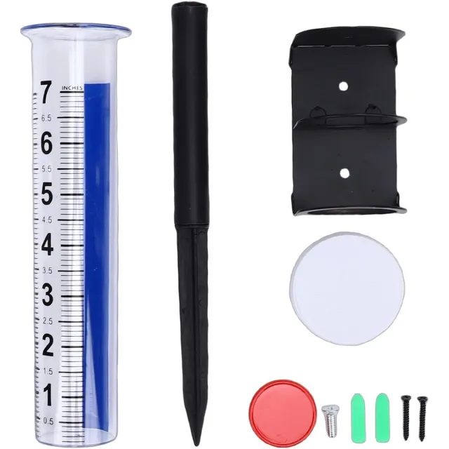 OEMG Regenmeter Tuin - Meetbuis Neerslag - Nauwkeurig Meten - Stabiele Metalen Paal - 21.5 cm Buislengte - Transparant