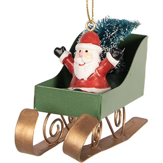 Clayre & Eef Kersthanger Slee 10x3x8 cm Groen Kunststof