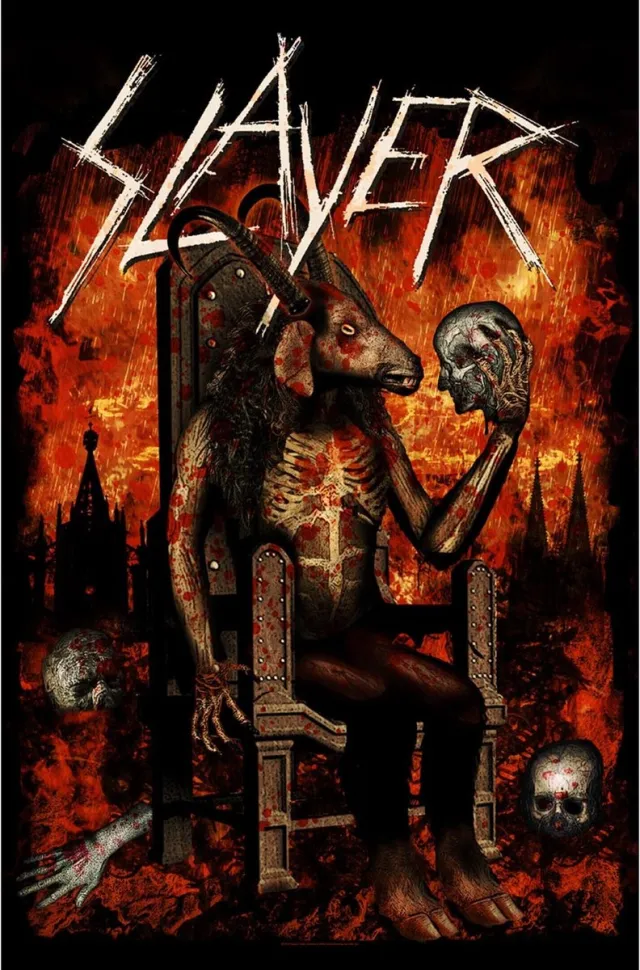 Rock Off Slayer Textiel Poster Devil on Throne Multicolours