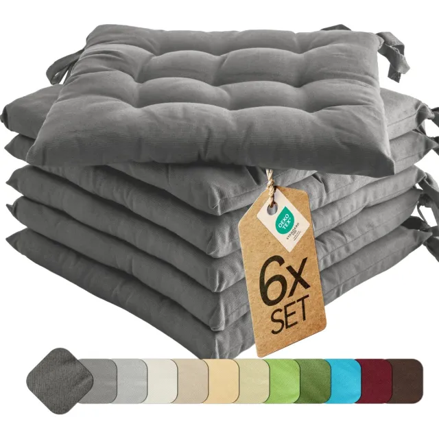 etérea Himmlische Qualität etérea Basic Zitkussen Stoelkussen - Seat Cushion 6 Stuk - 40x40 cm - Anthraciet Grijs