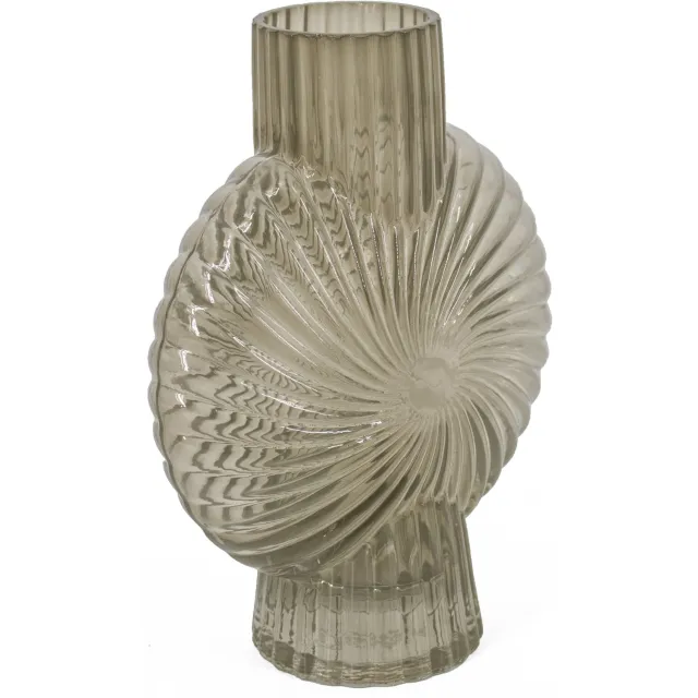 homebound by ky Glazen vaas schelp grijs | glazen vaas | 16x8x20cm | stijlvolle vaas