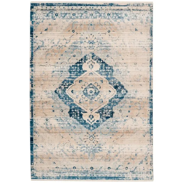 Dutch XXL Vintage Vloerkleed | Tapijt | Baroque | Medaillon | Crème/Blauw | 200x290 cm Crème / Blauw
