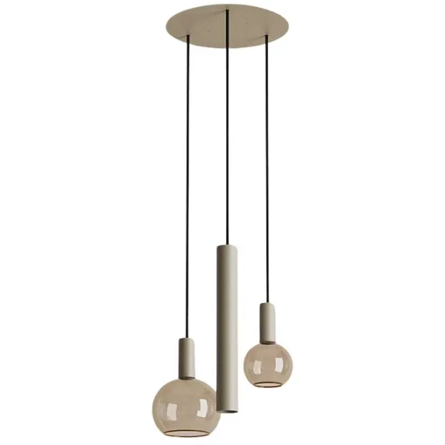 ZTAHL Hanglamp Riva rond 3 lichts quartz