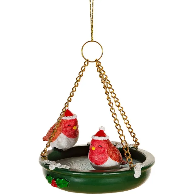Sass & Belle Vogelbadje kersthanger - Sass & Belle bruin