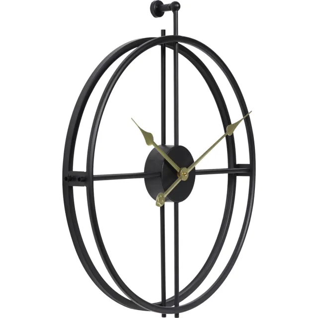LW collection moderne wandklok zwart met gouden wijzers 62cm - Grote industriële wandklok - minimalistische wandklok - wandklok industrieel