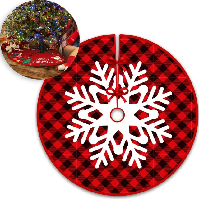 BTH Kerstboomrok Kerstkleed Kerstboomkleed Kerstversiering Kerstdecoratie Kleed Kerst Decoratie Rood Zwart - 90cm