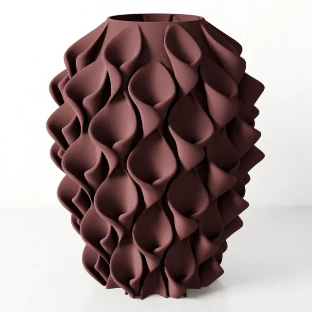 Fleuriek vaas STERRE - Bordeaux rood H26 cm - Bijzondere designvaas met golvend reliëf - Unieke blikvanger voor tafel of dressoir - Voor zijdebloemen of droogbloemen