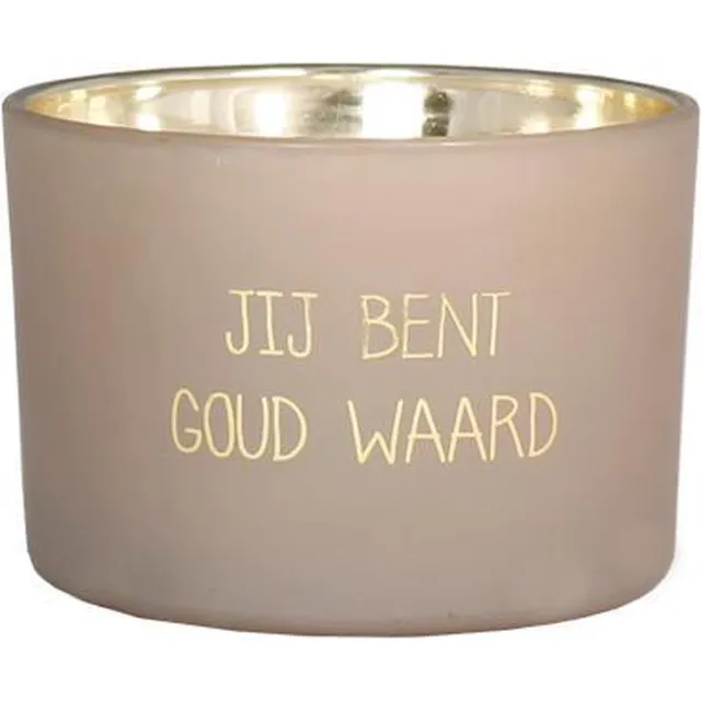 My Flame Sojakaars - Jij bent goud waard -Geur: Fig's Delight - Maat: 7,5 x 7,5 x 5 cm - Branduren: 25u bruin