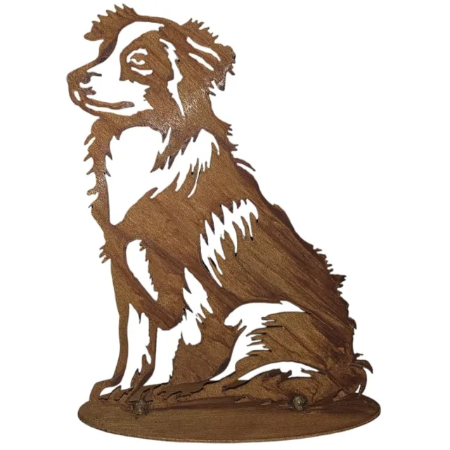 Dream-Garden Tuinbeeld metaal Australian Shepherd zittend 28 cm Roest bruin