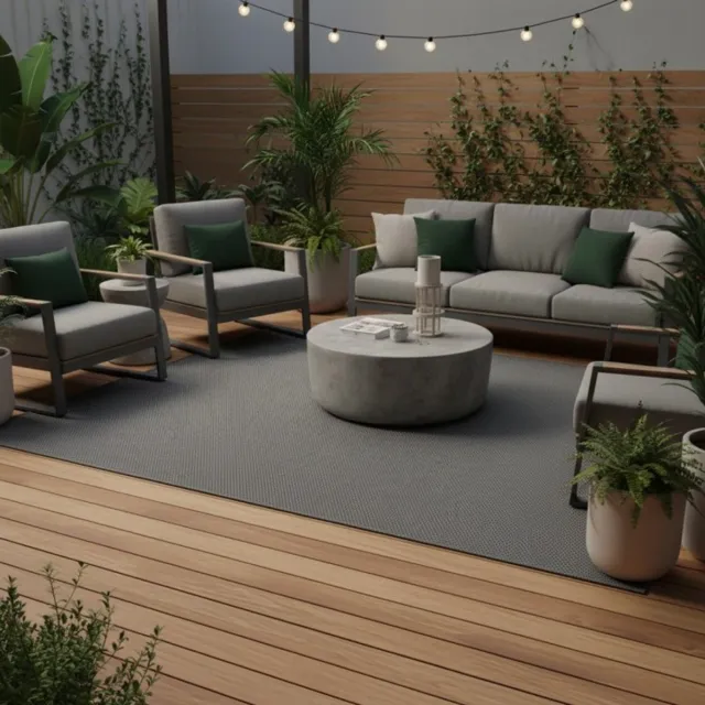TapisTrend Designer tapijt Antraciet 80x200 cm Modern, effen vloerkleed met sisal-look voor binnen- en buitengebruik, geschikt voor de woonkamer, het terras, het balkon