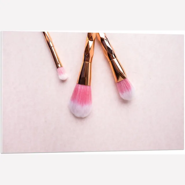 KuijsFotoprint Forex - Goud met Roze Make-up Kwasten - 90x60cm Foto op Forex Wit