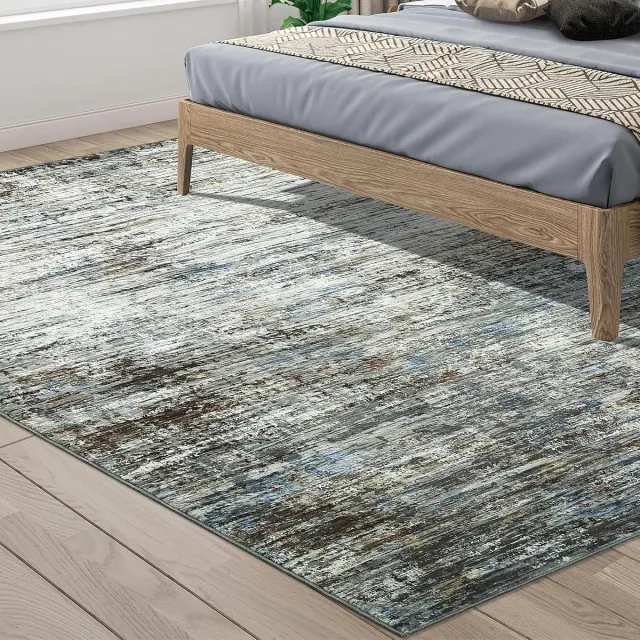 Triumpunpre Vloerkleed Abstract Blauwgrijs 240x340 cm Fluweel Pearl Velvet TPR Opvouwbaar