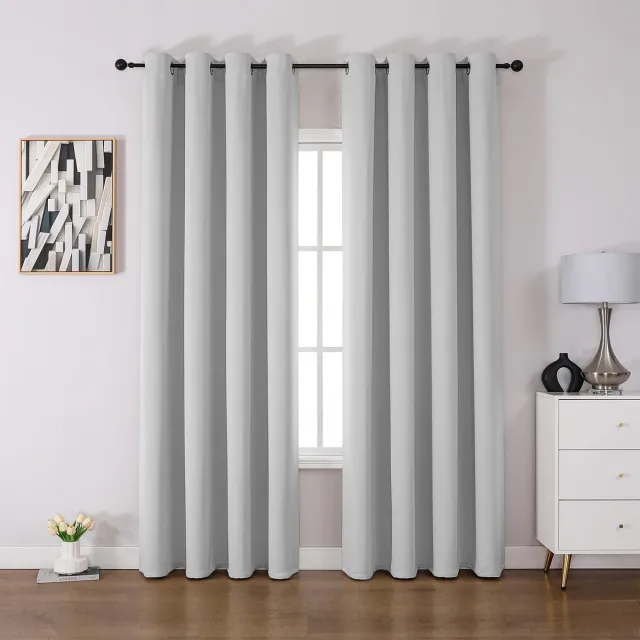 Ibenzoa Verduisterende en Isolerende Gordijnen Set van 2 voor Slaapkamer en Woonkamer, Geluidswerend en Warmteregulerend grijswit