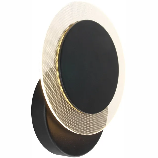 Steinhauer Wandlamp Steinhauer Lido 2564ZW Zwart Ø17cm Draaibaar van Kunststof en Metaal met 700 Lumen - Modern Design voor Binnengebruik Transparant / Zwart