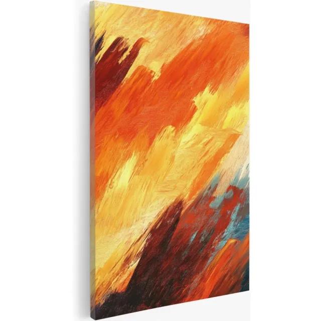 Saammp Canvas Schilderij - Groffe strepen - Abstract kunstwerk - 20x30 - Foto op canvas - Wanddecoratie - Muurdecoratie Woonkamer - Slaapkamer decoratie - Canvas Print Multicolor