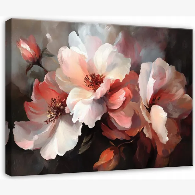 WALLARENA Canvas schilderij - 60x40 cm - moderne 3D bloemen voor slaapkamer, woonkamer en keuken multikleurig