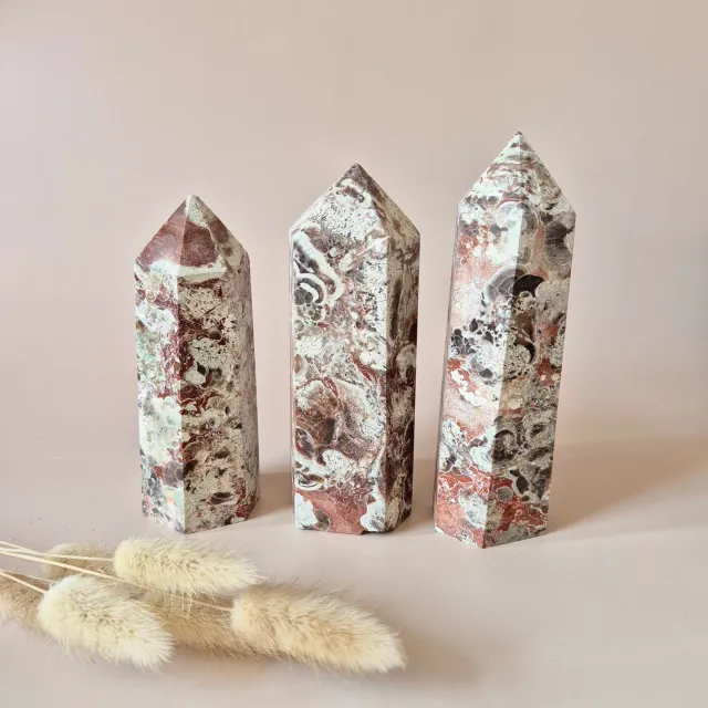 Moonlight Gemstones XL Edelsteen Money Agate Toren – Edelsteen van Overvloed, Groei & Stabiliteit 300-800gr Meerkleurig